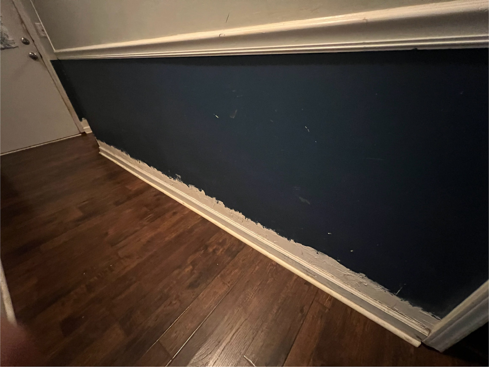 Before: Old Sheetrock  Repaired Walls